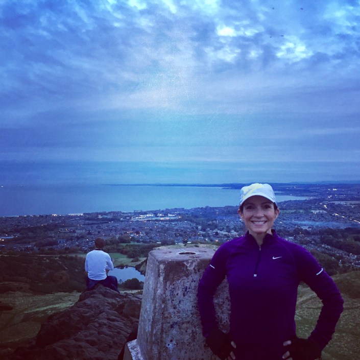 Colleen from the USA on top of Arthur's Seat